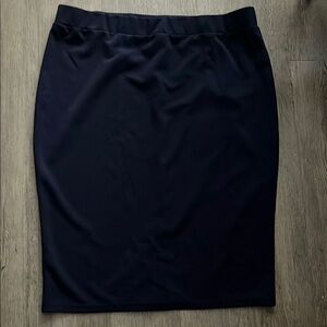 2/$7 SHEIN Navy blue stretch Pencil Skirt . Back slit.